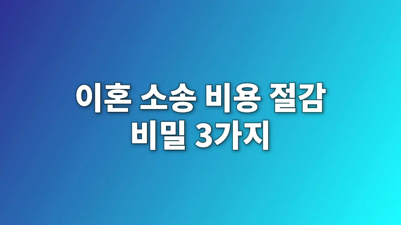 이혼 소송 비용 절감 비밀 3가지